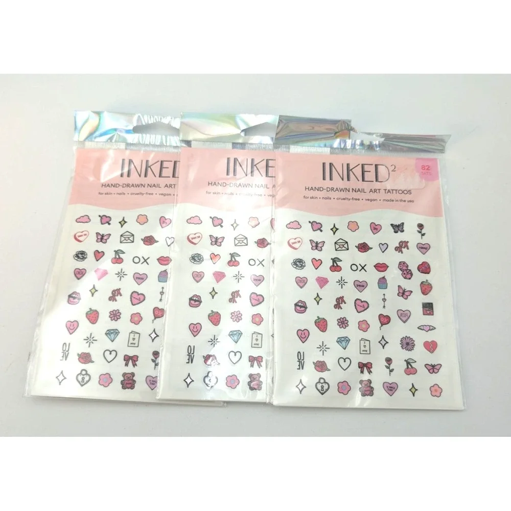 3 - Inked 2 Hand Drawn Nail Art Temporary Tattoos 82 Tattoos each 246 total